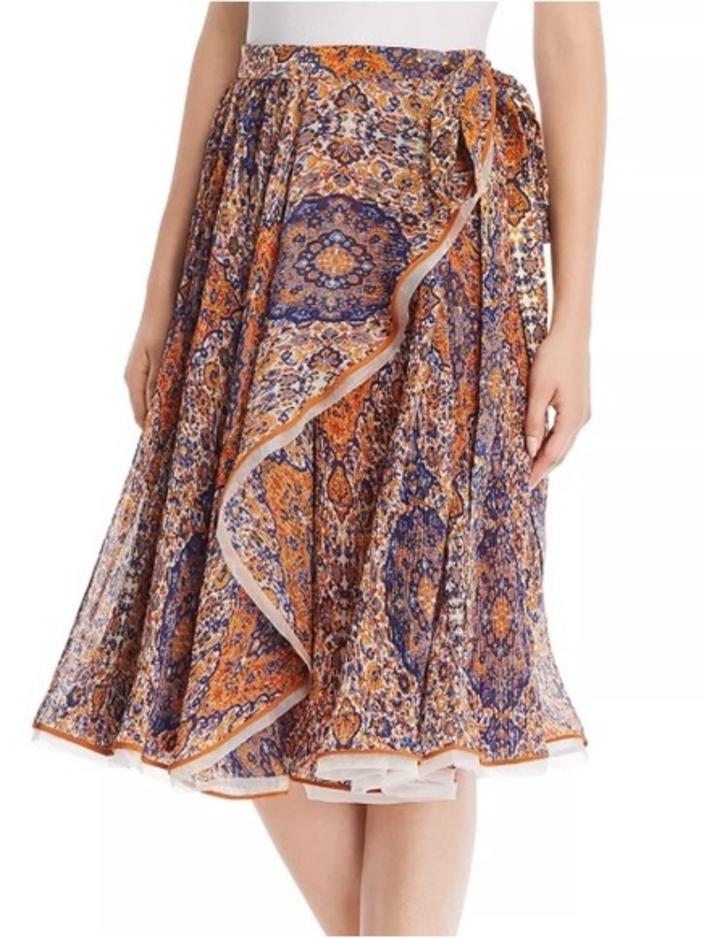 Tory Burch Quincy Pleated Wrap Midi Skirt